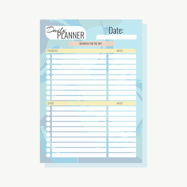 Planner for the day Abstract background A4