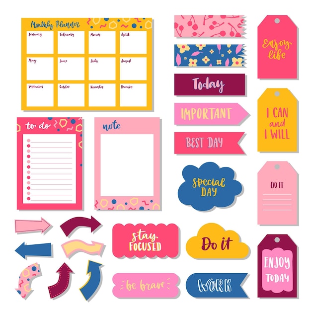 Vector planner scrapbook collection