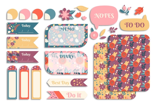 Vector planner scrapbook set collectie