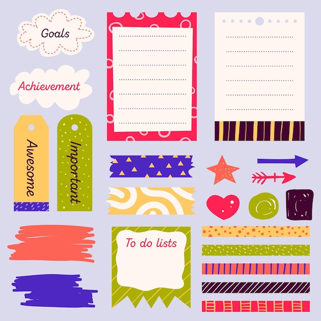 Vector planner scrapbook set collection