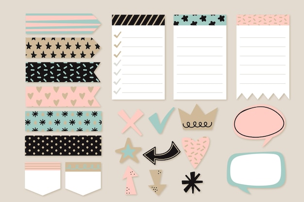 Vector planner scrapbook set