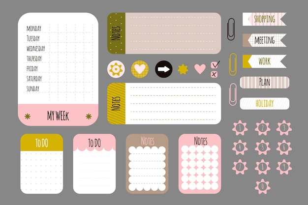 Vector planner scrapbook set