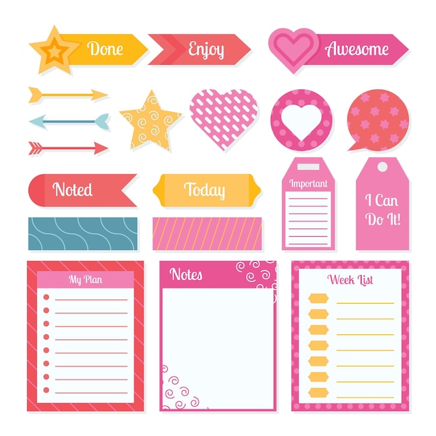 Vector planner scrapbook set