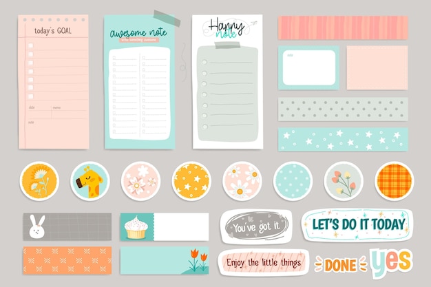 Vector planner scrapbook set