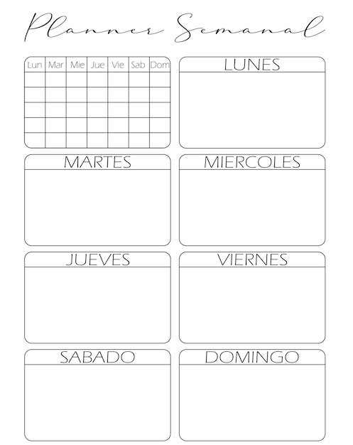 Vector planner semanal español