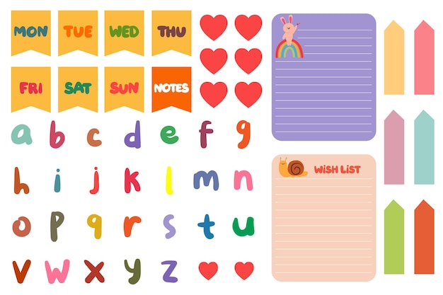 planner sticker en alfabet voor dagboek en dagboek