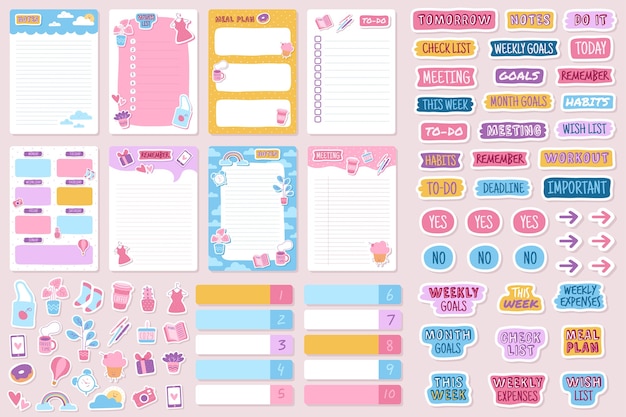 Planner and stickers Organized daily notebooks diary agenda reminder