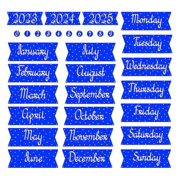 Premium Vector  Planner stickers printable days of week months