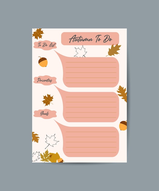 to do planner template daily check list cozy autumn vibes autumn trendy organizer elements