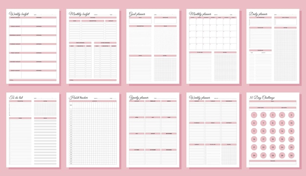 planners set daily weekly monthly yearly habit tracker to do list goal monthly budjet weekly budjet