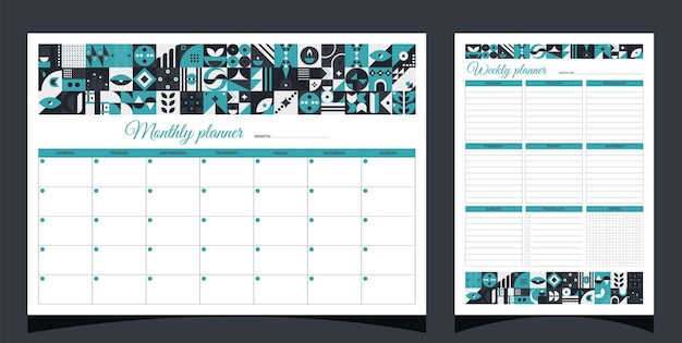 Planners set geometry Monthly and weelky planners