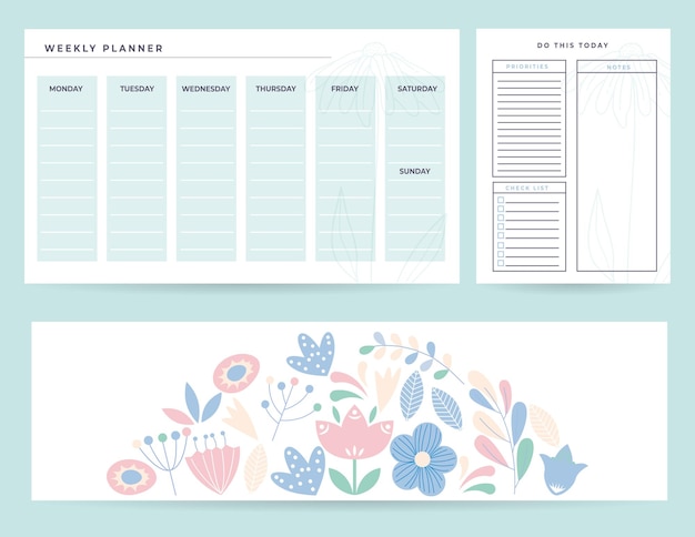 Vector planners set with monthly and notes illustration