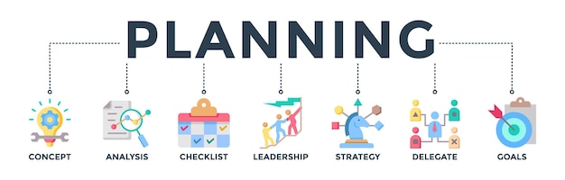 planning banner web icon vector illustration concept for business management