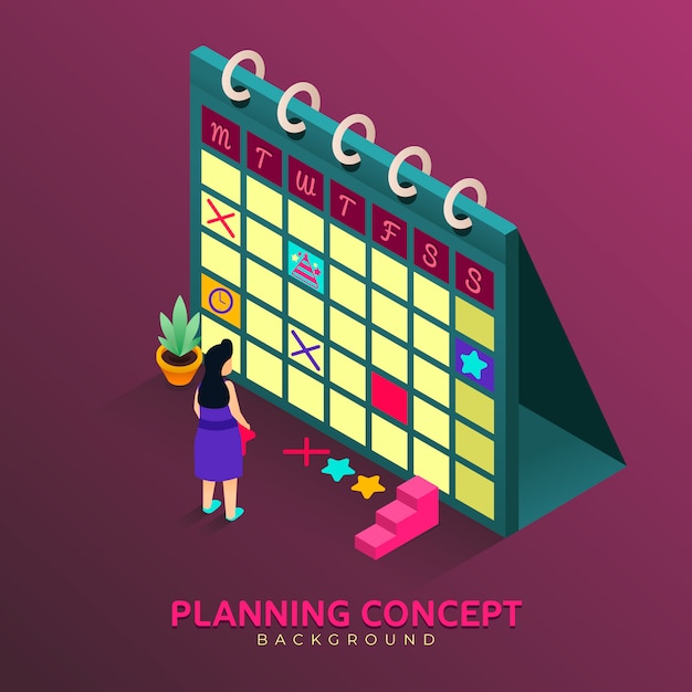  Planning concept in isometric style