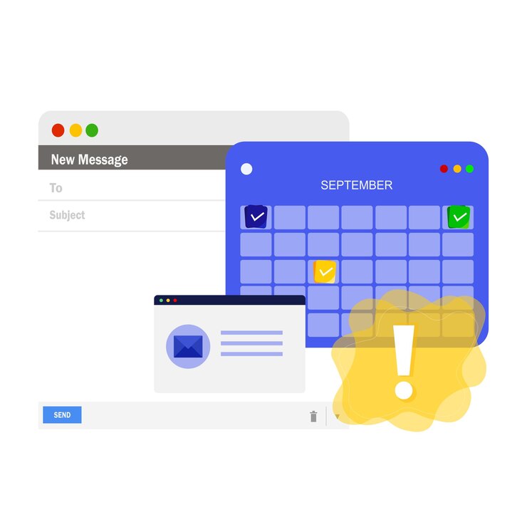 Vector planning the day scheduling meetings in the calendar application a person who sends a message