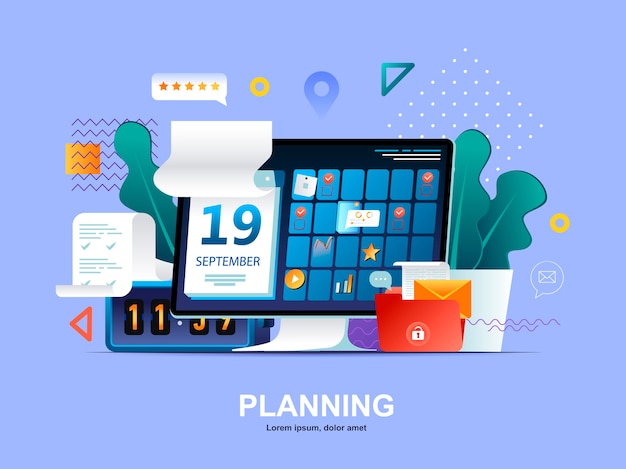 Planning flat concept with gradients illustration template