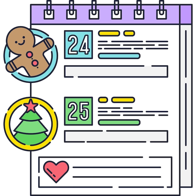 Vector planning holidays icon new year happy calendar