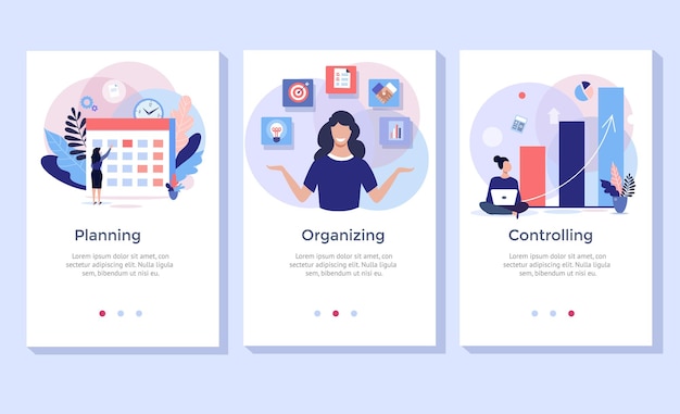 Pianificazione e organizzazione del set di illustrazioni del concetto, perfetto per banner, app mobile, landing page