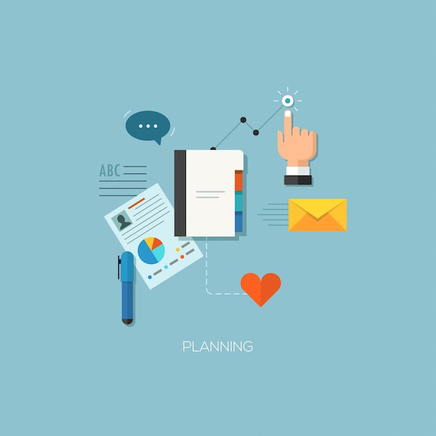 Vector planning process flat web infographic technology concept