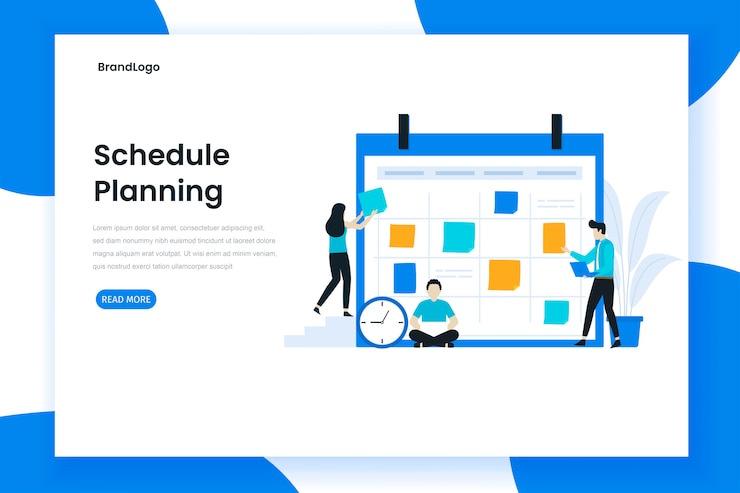 Vector planning schedule for landing page