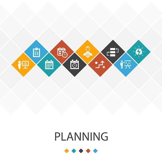 Planning trendy ui template infographics concept. calendar, schedule, timetable, action plan icons