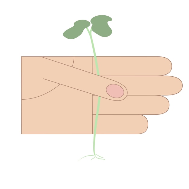木を植えるアースデイカード緑に行く植物のイラストを持っている手