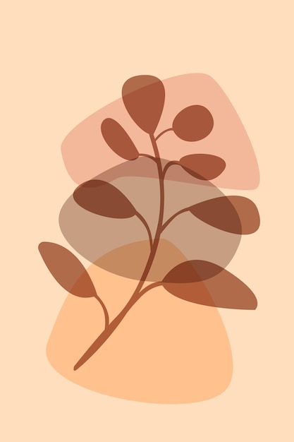 Plant boho achtergrond boheemse minimalistische abstracte tak met bladeren vectorillustratie