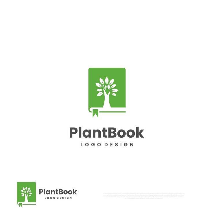 Plant book logo design book combine with tree logo plant learning logo concept