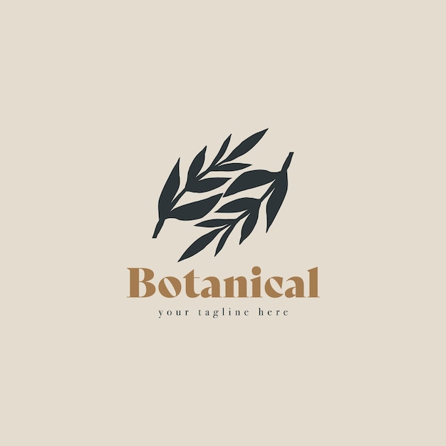 Plant branch hipster minimal logo vector with leaf simple line outline icon Branch Leaf Monoline Lineart Logo template vector illustration