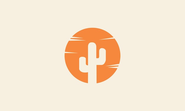 Plant cactus with sunset circle logo vector icon symbol design graphic illustration