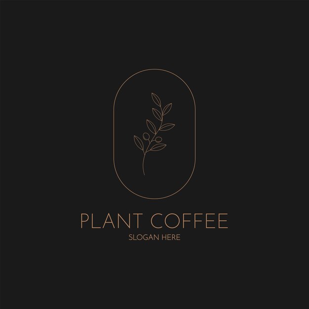 Plant coffee logo design line style coffee logo label minimalist