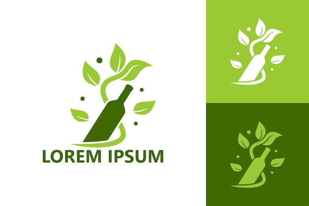 Plant drink bottle logo template design vector