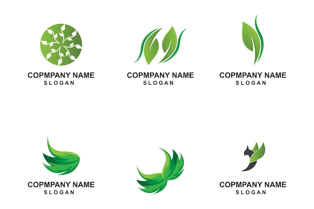 Plant en logo ontwerp eenvoudig minimalistisch natuurlijk concept groene decoratie