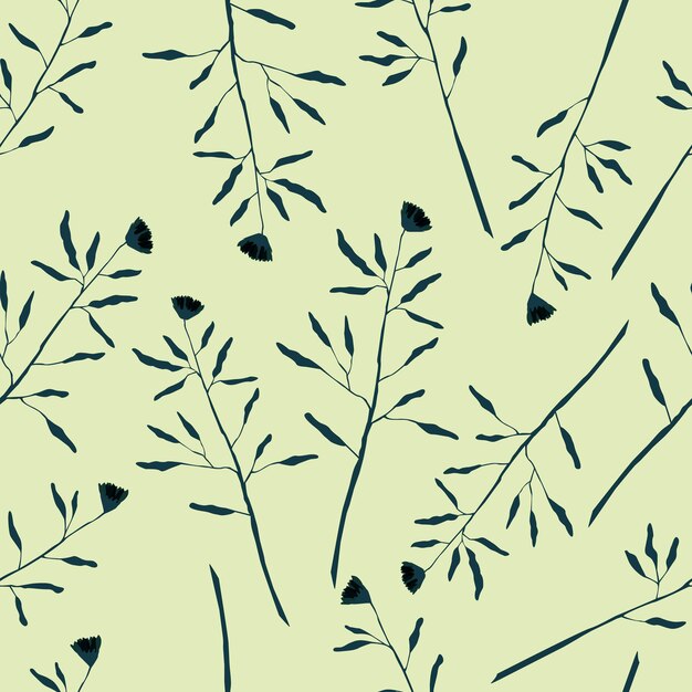 植物フローパターン葉と枝のシームレスなパターン株式ベクトル森の図