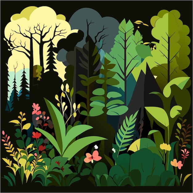 Vector plant forest silhouettes unveiled