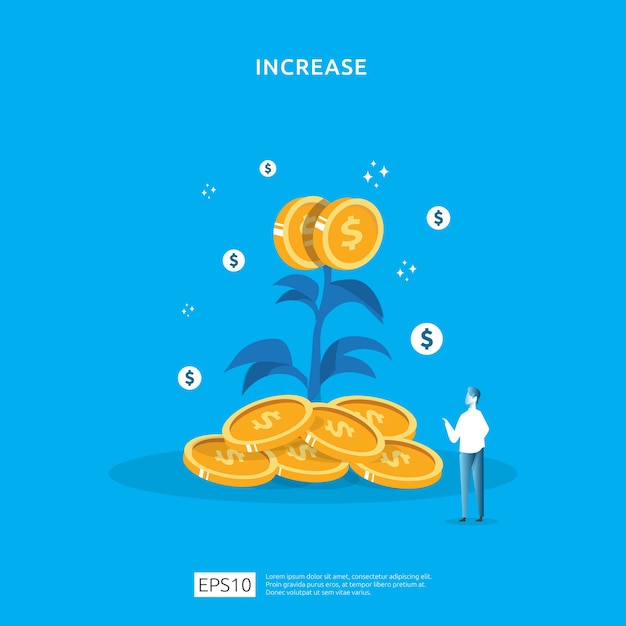 Plant geld munt boom groei illustratie voor investeringsconcept.