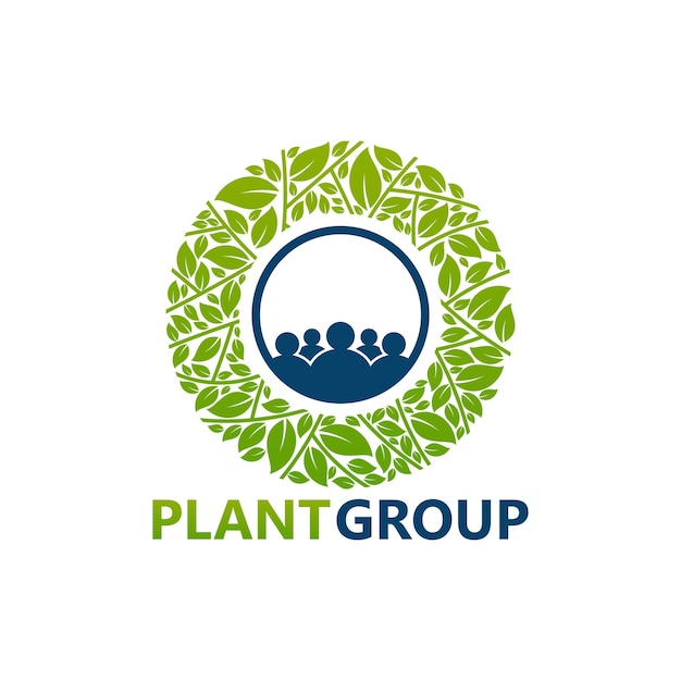 Вектор дизайна шаблона логотипа группы растений, эмблема, концепция дизайна, творческий символ, значок