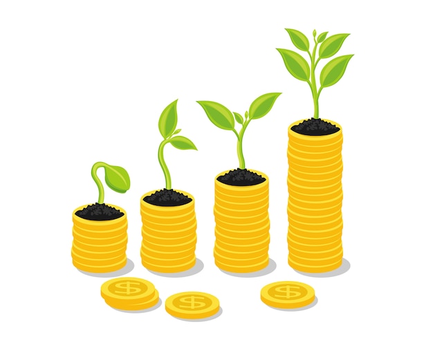 Plant Growing In Coins