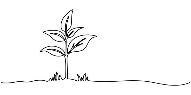 Plant growing continuous one line art drawing of tree plant outline vector illustration Sprout