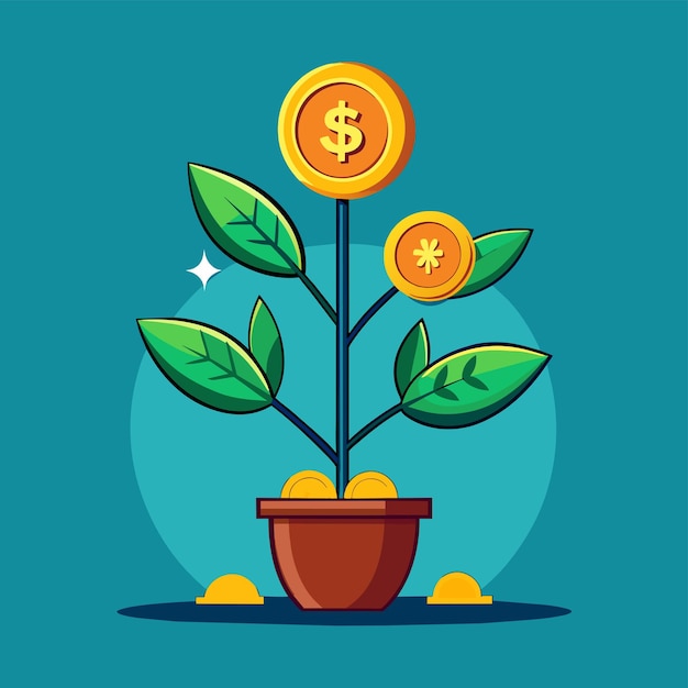 Plant growth from coin or plant growth with money