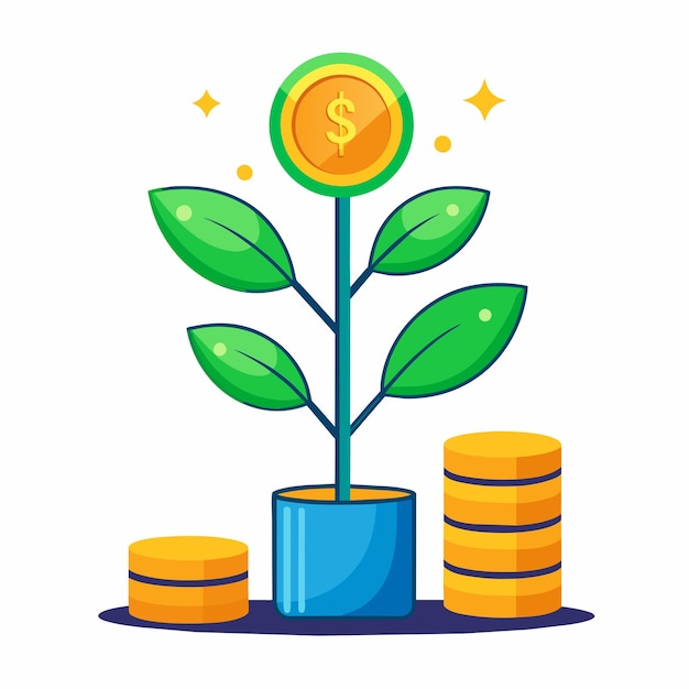 рост растения из монеты или рост растения с деньгами