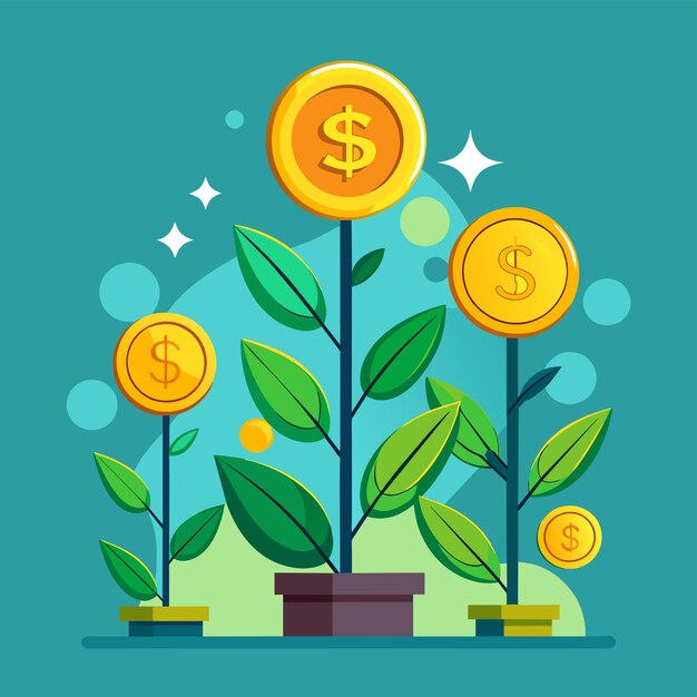 plant growth from coin or plant growth with money