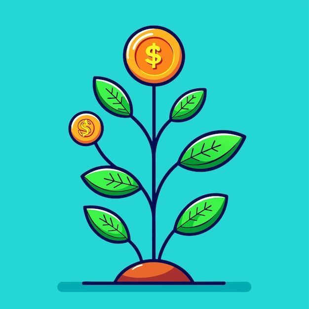 plant growth from coin or plant growth with money