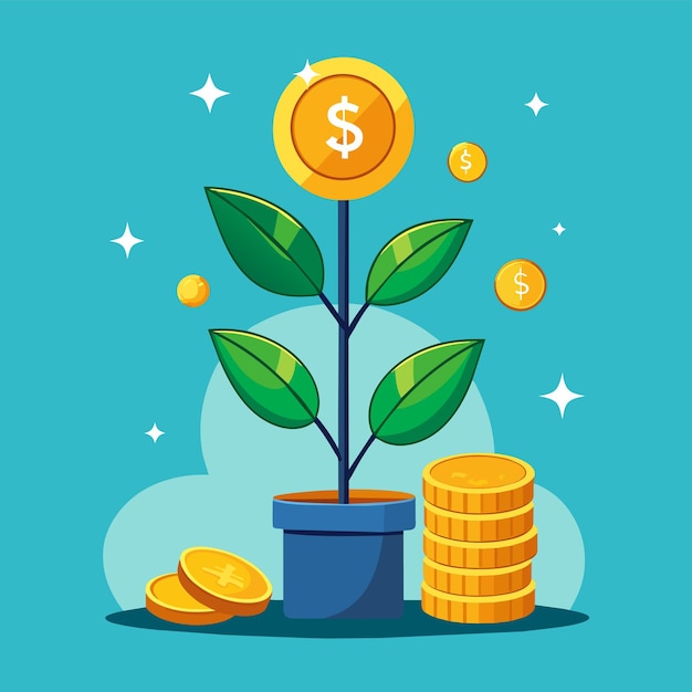 plant growth from coin or plant growth with money