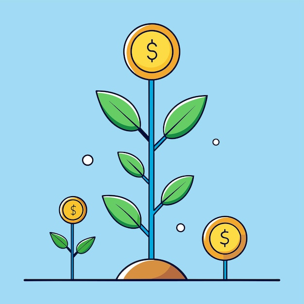 Plant growth from coin or plant growth with money