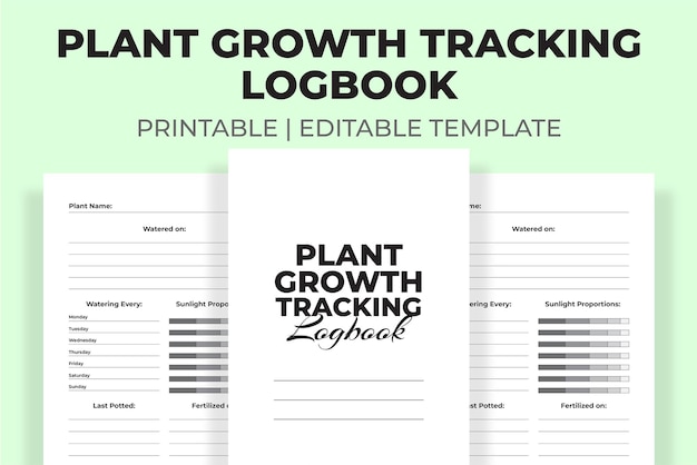 Vector plant growth tracker logbook