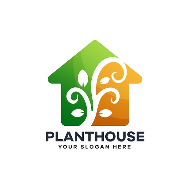 植物の家のカラフルなロゴ