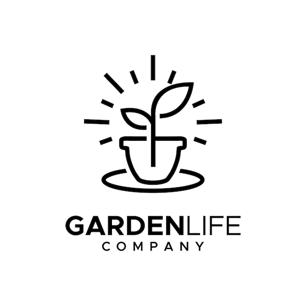 Цветочный горшок листьев растений для дизайна логотипа фермы выращивания плантаций сада