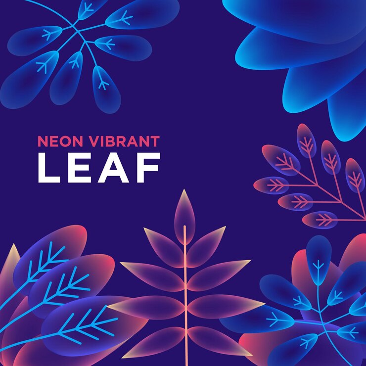 Plant Leaf illustration in bright vibrant purple gradient colors