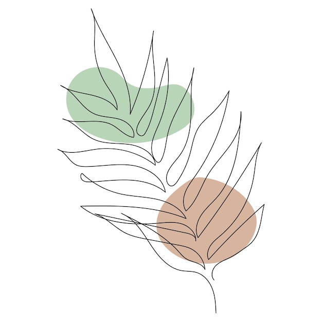 Vector plant leaves line art. contour drawing. minimalism art.